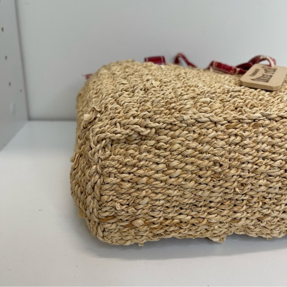 Polo Ralph Lauren VTG Raffia Small Shoulder bucket Bag bandanna interior Y2K - Picture 6 of 10